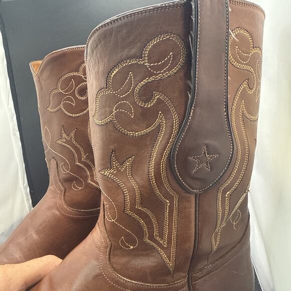 Tony Lama Signature Series Brown Leather Western Boots Men’s Size 10 EE USA